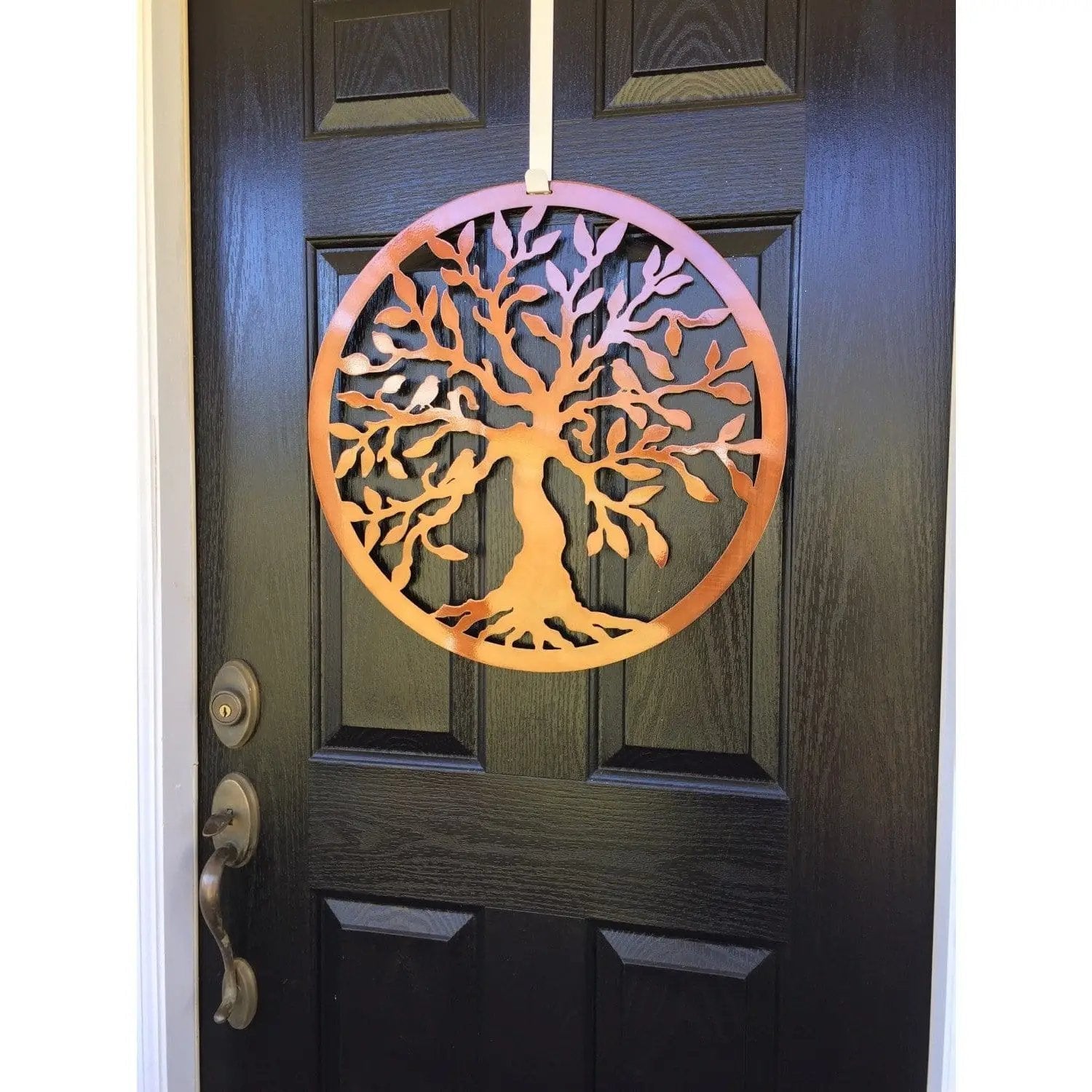 Tree of Life with Birds Front Door Wreath - Customizable Metal Door Decor - Personalized Welcome Sign - Durable, Rust - Resistant, Perfect for Home, Porch, and Garden – Unique Seasonal Gift - HouseSensationsArt