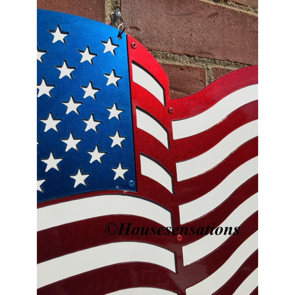 US American Flag Metal Wall Art - American Flag Wall Decor - US Large Metal Flag Wall Sign - Independence Day Flag,Patriotic Gift, Metal Flag Hanging - HouseSensationsArt