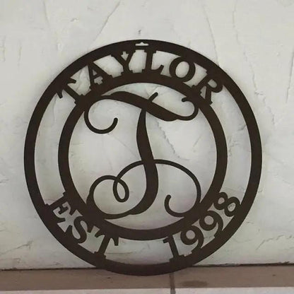 Vine family name metal sign – personalized wall art for front door decor, weddings, or custom outdoor address sign