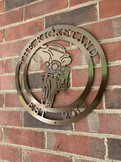 Weather-resistant motorcycle sign – custom address metal art for garage, gate, or house wall